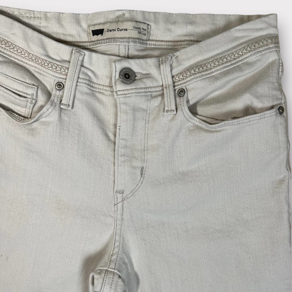 Levis (27) Demi Curve Jean Ecru Classic Rise Slim Leg - Picture 3 of 6